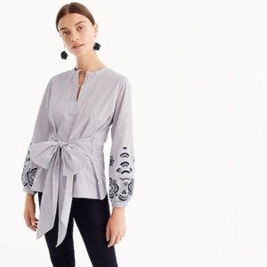 J. Crew Embroidered Tie Front Tunic Size XSP